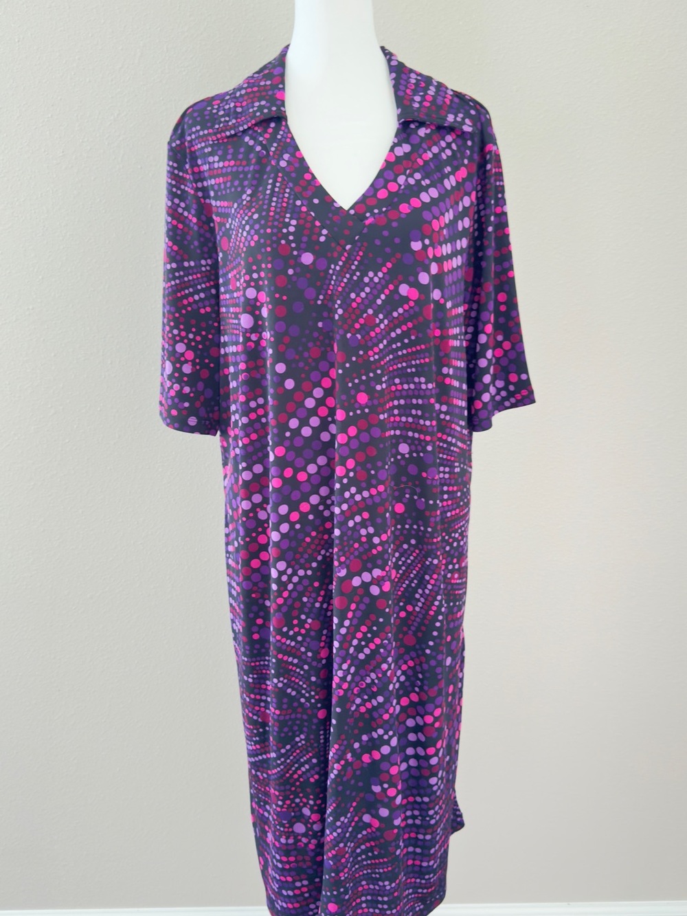 George Purple and Pink Polka Dot Midi Dress